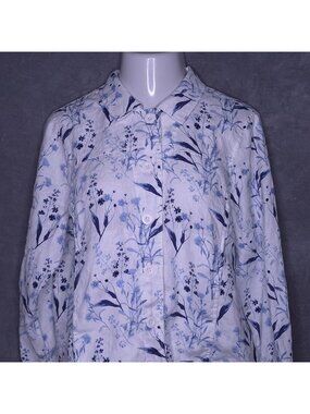 Coldwater Creek Womens Floral Lightweight Jacket 1X 100% Linen Long Sleeve